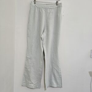 HAPPILY GREY size XL Wide Leg Linen Blend Pull On Pants Light Sage Green